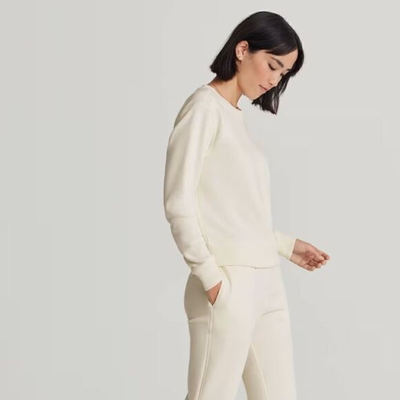 NWT Allbirds R&R Sweatshirt Natural White M Slim Fit Prima Hemp Tensel Crew Warm - Picture 2 of 7